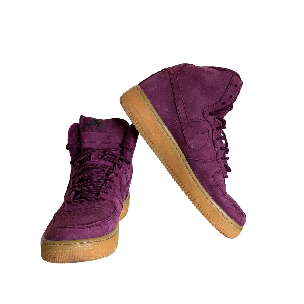 Nike Air Force 1 High WB Bordeaux Shoes 922066-600 6.5Y Suede Purple Gum Sole